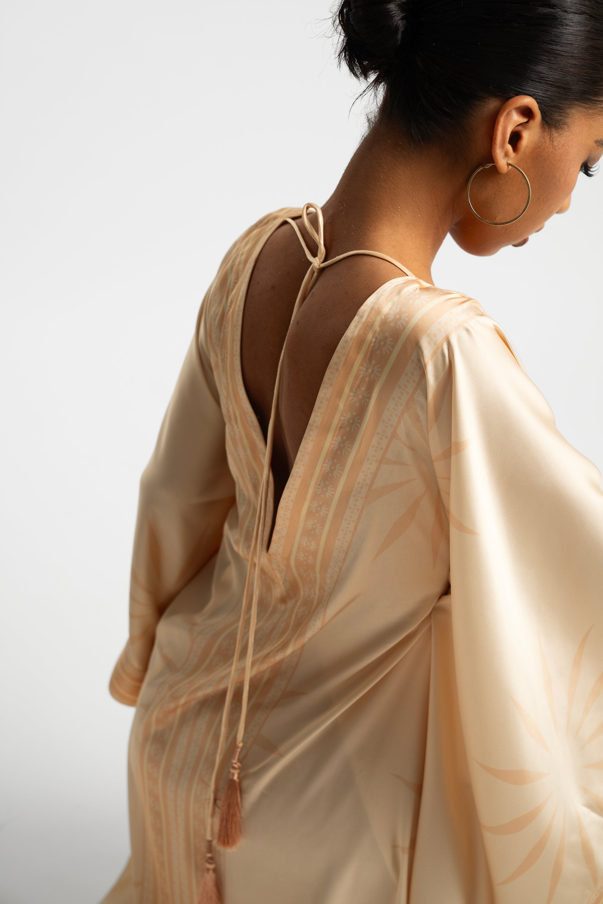 Printed Silk Kaftan/ Ivory