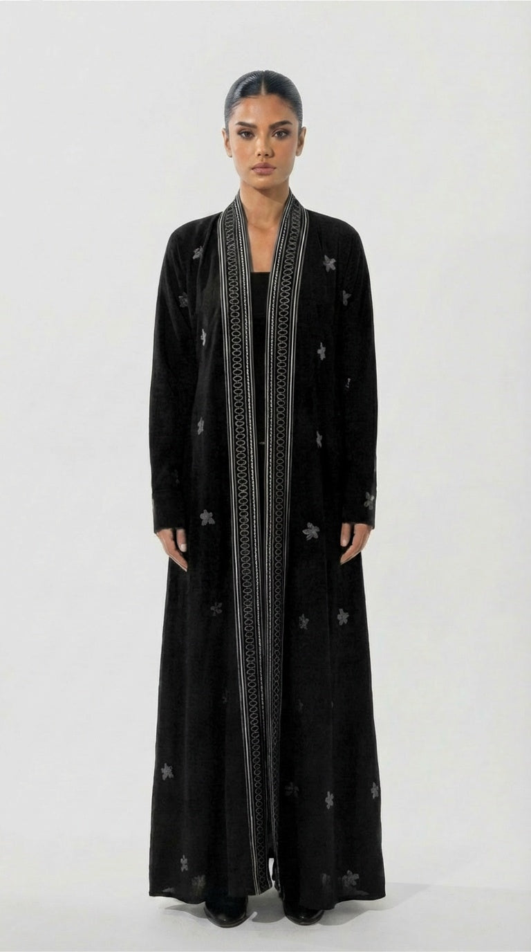 Black linen/metallic threads