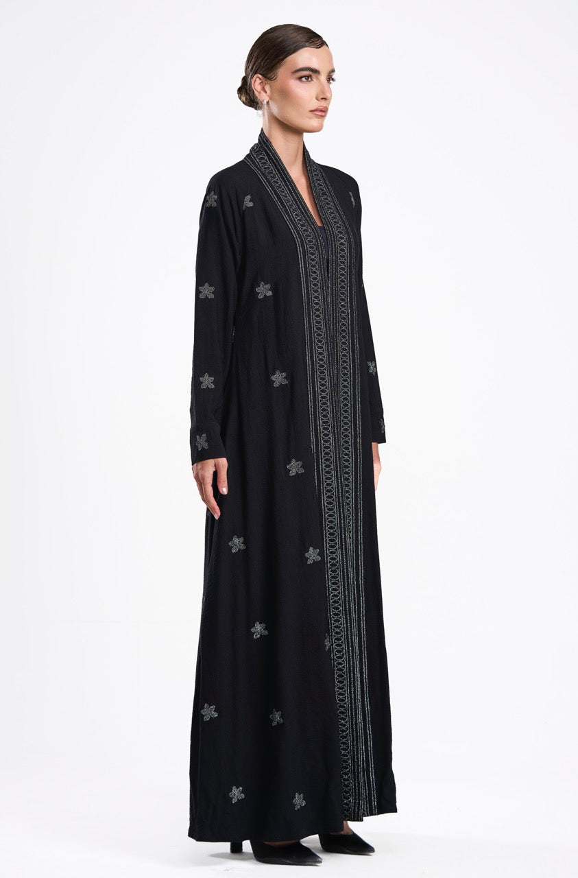 Black linen/metallic threads