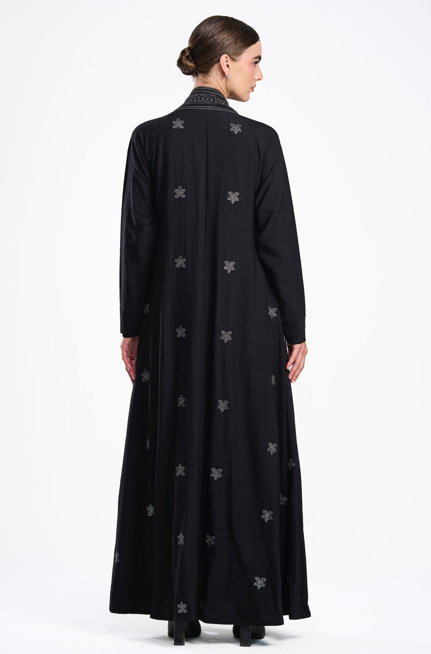 Black linen/metallic threads